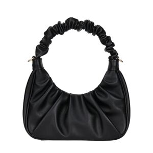 Gabbi Bag Chic Pouch Vegan Leather Vintage Hobo Cloud Handbag for Women (Black)