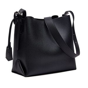 Hobo Bags for Women, Black Leather Shoulder Purse Ladies Designer Crossbody Bucket Handbags