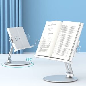 Gearking Book Stand for Reading 360° Rotate Adjustable Book Holder Multi Heights Angles Adjustable Cooking Bookstands for Child Textbook/Recipe/Magazine/Ipad