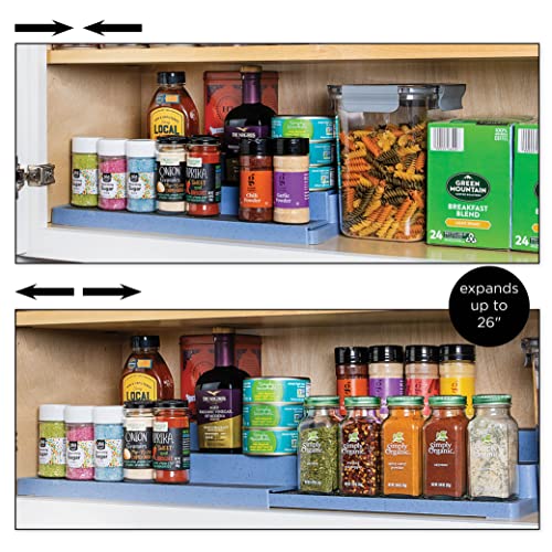 Expandable Spice Rack Kitchen Cabinet Organizer – Three-Tiered Shelf, Countertop, and Cabinet Storage and Spice Organizer for Kitchen, Bathroom, Bedroom, and Office, Home Storage and Organization Solutions by SIMPLEMADE (Denim) | The Storepaperoomates Retail Market - Fast Affordable Shopping