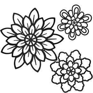 3 Pieces Metal Flowers Wall Decor, Metal Rustic Wall Art Decoration Farmhouse Wall Decorations Multiple Floral Hanging Decor for Bathroom Living Room Home Office Garden Kitchen (Black, Modern Style)