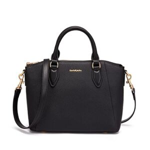 Satchel Handbags For Women Genuine Leather Shoulder Tote Handbags With Adjustable Strap (Black)