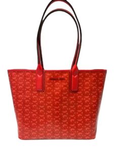 Michael Kors Jodie Medium Logo Tote Shoulder Bag Handbag, Flame/Red
