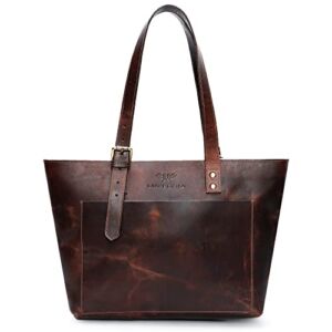 LUXEORIA Genuine Leather Tote Bag for Women Shoulder Handbag Ritzy Deep Brown