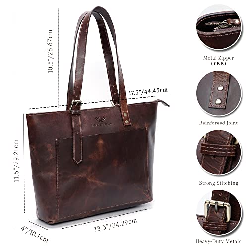 LUXEORIA Genuine Leather Tote Bag for Women Shoulder Handbag Ritzy Deep Brown | The Storepaperoomates Retail Market - Fast Affordable Shopping