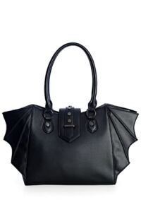 Lost Queen Women’s Gothic Annabelle Bat Handbag Winged Crossbody Purse Black Shoulder Bag