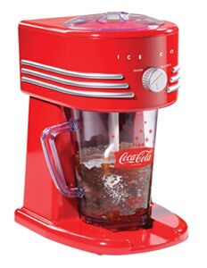 Nostalgia Coca-Cola 40-Ounce Frozen Beverage Station, Perfect for Slush Drinks, Snow Cones, Margaritas, Daiquiris, Stainless Steel Blades, Cord Storage, Red