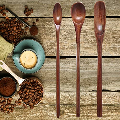 Wooden Coffee Spoons Long Handle Wooden Tea spoon Wooden Mixing Honey Spoon Handmade Wood Stirring Spoon for Kitchen Stirring Dessert Honey Spoons(9PCS) | The Storepaperoomates Retail Market - Fast Affordable Shopping