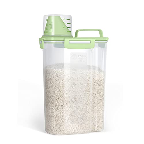 TBMax Small Rice Storage Container -5 Lbs Cereal Dispenser with Measuring Cup, Airtight Dry Food Container Bin for Kitchen Pantry Storage Organization -Green | The Storepaperoomates Retail Market - Fast Affordable Shopping