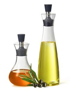 DHAEE 2 PACK Easy to Clean Glass Olive Oil Dispenser Bottle for Kitchen with Sealing Cap,Cooking Oil and Vinegar Bottle Set,No Funnel Needed,Clear – for Home Kitchen Decor Tools Accessories(8oz&17oz)