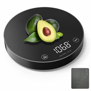 Rocyis Food Scale-Digital Kitchen Scales for Food Ounces and Grams, LED Display Baking Scale for Weight Loss with 5 Weight Units,Tare Function, 0.1g Precise Graduation, Tempered Glass(Black)