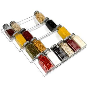 4 Pcs 13″¼ Acrylic Spice Drawer Organizer Spice Rack Tray Come with Silicone Non-slip Pads for Kitchen Cabinets Febwind Drawer Spice Rack Organizing Spice Seasonings Jars Clear