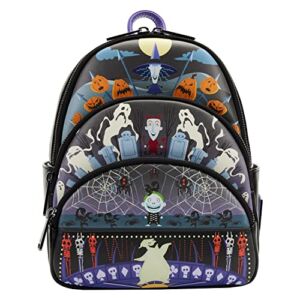 Loungefly Disney Nightmare Before Christmas Triple Pocket Womens Double Strap Shoulder Bag Purse