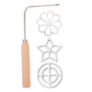 Angoily Wind Fritters Rosettes Timbale Set Timbale Aluminum Waffle Molds with Wooden Handle Homemade Swedish DIY Snack for Bunuelos Cookie Timbale Iron