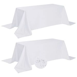 Fokitut 2 Pack Waterproof Rectangle Tablecloth, 90×132 Inch ,Stain Resistant and Wrinkle Polyester Table Cloth, Fabric Table Cover for Kitchen Dining, Wedding, Party, Holiday Dinner-White
