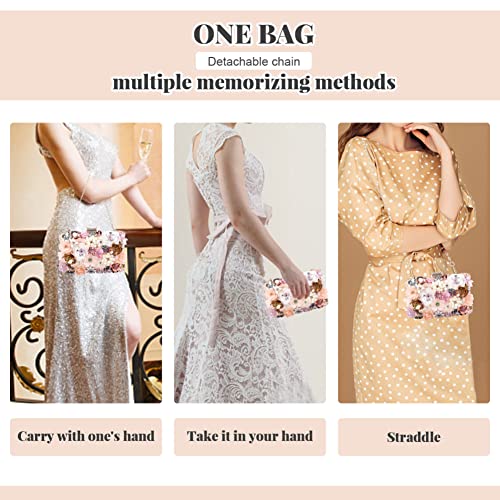 Fecialy Women’s Floral Evening Handbags Colorful Rhinestone Clutch Purses Floral Bride Wedding Handbag Chain Shoulder Bag | The Storepaperoomates Retail Market - Fast Affordable Shopping