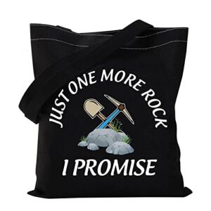 VAMSII Rock Collector Bag just One More Rock I Promise Funny Geology Gifts for Geologist Rockhounding Gifts Rock Lover Gifts (just one more rock Tote Bag)