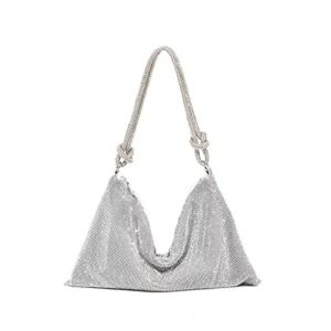 Women’s Rhinestones Purses Silver Evening Bag Crystal Clutch Wedding Party Sparkly Hobo Bags for Women (silver)