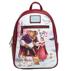 Loungefly x Beauty and the Beast Belle and Beast Winter Scene Double Strap Shoulder Bag Purse