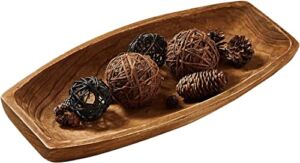 Uziass Wood Dough Bowl, 17.75″x 8.75″ Hand Carved Wooden Dough Bowls for Decor Rustic Wood Dough Bowls Decorative Wooden Dough Fruits Bowl for Table Centerpiece Dining Living Room Home Kitchen Decor