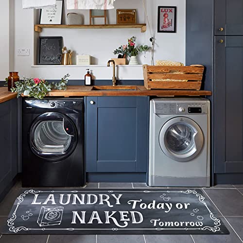 Falflor Farmhouse Laundry Room Rug Runner 20″X59″ Non Slip Waterproof Laundry Floor Mat Durable Entrance Rug Area Rug for Kitchen Washhouse Hallway Entryway(Black) | The Storepaperoomates Retail Market - Fast Affordable Shopping