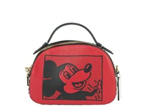 Coach Women’s Serena Satchel Crossbody Shoulder Bag (Pebble Leather – DisneyHaring – Mouse – Red Multi)