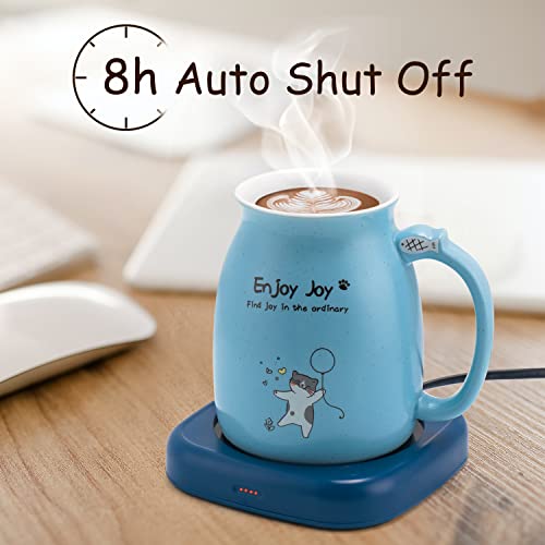 Bsigo Smart Coffee Mug Warmer & Cute Cat Mug Set, Beverage Cup Warmer for Desk Home Office, Candle Warmer Plate for Milk Tea Water with Two Temperature Setting(Up to 140℉/ 60℃), 8 Hour Auto Shut Off | The Storepaperoomates Retail Market - Fast Affordable Shopping