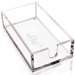 Acrylic Napkin Holder – Guest Towel Holder Tray for Bathroom, Kitchen or Dinner Table – Clear as Glass with Nonslip Feet – an Elegant Dispenser to Show Off your Hand Towels