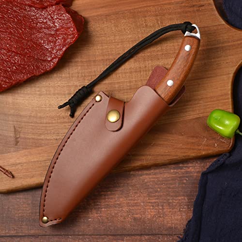 Fubinaty Chef Knife 6 Inch Handmade Forged Boning Knife High Carbon Steel Meat Cleaver Full Tang Rosewood Handle Kitchen Cooking Knives with Real Leather Sheath for Home, BBQ, Camping, Hunting | The Storepaperoomates Retail Market - Fast Affordable Shopping