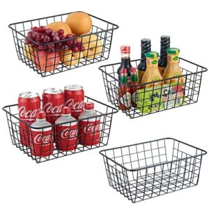 Wire Storage Baskets, Household Pantry Baskets 4 Pack , Wire Baskets For Organizing, Countertop, Closet, Bedroom, Bathroom, Make Life Tidier Metal Basket