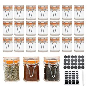 Homelike Style 1.7 oz Mini Glass Spice Bottles, Small Glass Jars with Airtight Lid and Leak Proof Rubber Gasket, 24 Pack Empty Spice Containers with Labels for Home and Kitchen