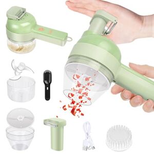 Dreafly 4 in 1 Handheld Electric Vegetable Cutter Set Mini Wireless Food Choppers Garlic Pepper Onion Meat Chopper Slicer with Brush Type-C Rechargeable Home Picnic Camping