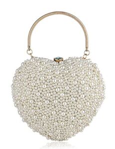 LETODE Pearl Evening Purse Cute Heart Shape Clutch Bags For Women wedding Chain Bag