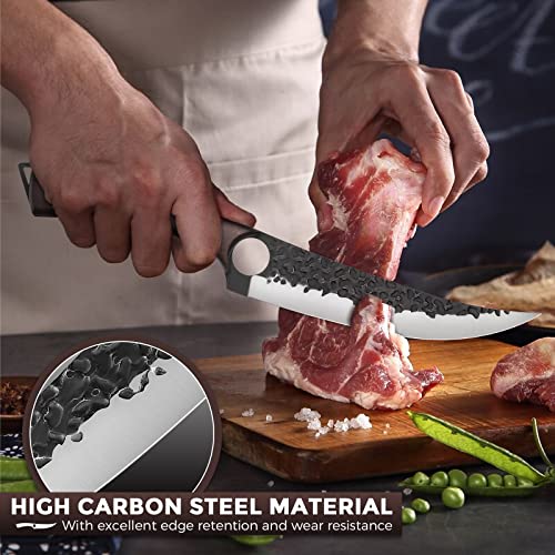 Purple Dragon 7 Inch Boning Knife Hand Forged Fillet Knife Full Tang Chef Knife Meat Vegetable Cleaver High Carbon Steel Kitchen Knife For Fish Meat Deboning With Gift Box for Home Kitchen Restaurant | The Storepaperoomates Retail Market - Fast Affordable Shopping
