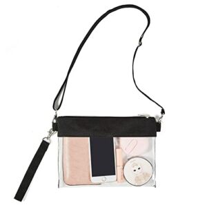 Clear Crossbody Purse Bag, Stadium Approved Gym Clear Messenger HandBag with Removable Shoulder Strap for Women