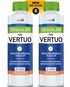 Descaling Solution for Nespresso Vertuo Machines. 2 bottles. 4 Uses. Specially formulated for Vertuoline and all Single Serve coffee machines