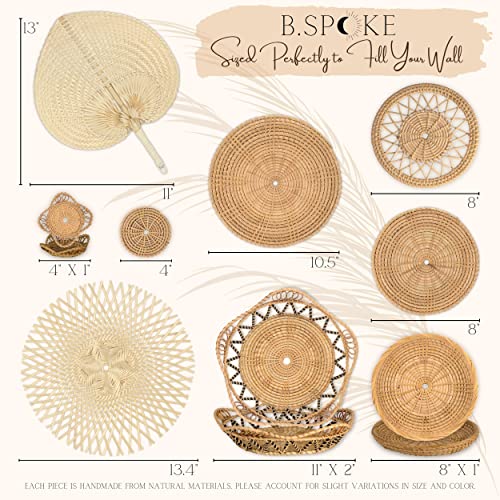 Handcrafted Hanging Wall Basket Decor | Set of 9 Decorative Boho Woven Wall Baskets | Round Natural Bamboo, Wicker, Rattan Wall Decor for Your Home | The Storepaperoomates Retail Market - Fast Affordable Shopping