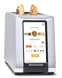Revolution InstaGLO R180S – NEW! 2-Slice, Stainless Steel/Chrome Touchscreen Toaster with high-speed smart settings for perfect toasting – Compatible with Revolution Panini Press accessory for crispy, melty sandwiches and quesadillas in your toaster!