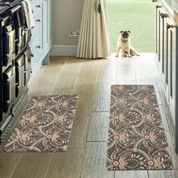 Laura Ashley – Anti-Fatigue Kitchen Mat Set | Almeida Floral Design | Stain, Water & Fade Resistant | Cooking & Standing Relief | Non-Slip Backing | Measures 17.5” x 48” and 17.5″ x 28″| Rust | The Storepaperoomates Retail Market - Fast Affordable Shopping