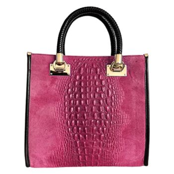 Modarno Women’s shoulder bag – crocodile print suede leather handbag, Fuchsia | The Storepaperoomates Retail Market - Fast Affordable Shopping