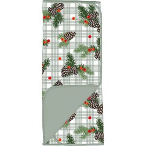 Donna’s Home Emporium Woodsy Christmas Pinecone and Holly Berry Kitchen Countertop Dish Drying Mat, 16×20
