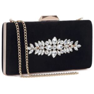 PEEPTOE EVENING Velvet Clutch Evening Bags for Women with Rhinestone Formal Clutches Purse for Wedding Party