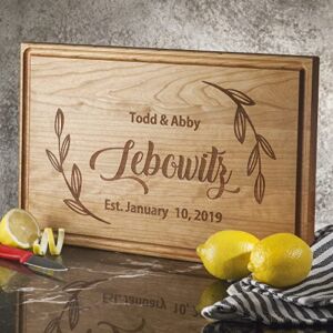 Cutting Board Personalized with Names and Date – Custom Chopping Block for Husband Wife Wedding, Anniversary, Housewarming Gift – Engraved and USA Made Customizable Wedding Gift Kitchen Decor Gifts