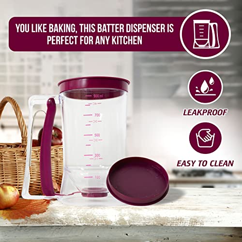 Pancake Batter Dispenser with Squeeze Handle – Large Plastic Kitchen Gadget for Home Baking, Pancake, Waffle, Muffin, Cupcake, and Crepes Mix – Complete with 3 Shaped Egg rings | The Storepaperoomates Retail Market - Fast Affordable Shopping