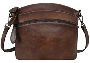 Heshe Womens Genuine Leather Handbags Shoulder Bag Small Bags Designer Crossbody Purse Satchel (Coffee)