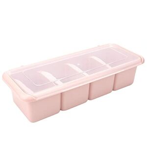 Condiment Holder, Smart Way To Organize Your Kitchen BPAfree Seasoning Container with a Spoon for Home(Pink)