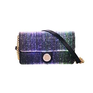 lumisonata Small Quilted Crossbody Bags for Women Handbags LED Shoulder Bag Mini Designer Trendy Purses Leather Black Evening Bag Light Up Clutch Wallet Glitter with Metal Chain Strap