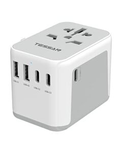 Universal Travel Adapter, TESSAN International Plug Adapter 5.6A, 3 USB C and 2 USB Ports, Travel Worldwide Power Adaptor, All-in-one Wall Charger Outlet Converter for Europe UK EU AUS (Type C/G/A/I)