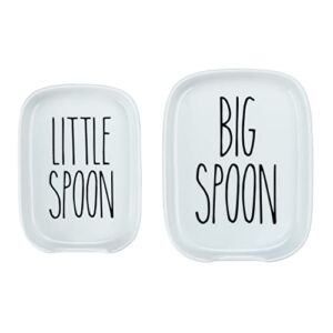 Heartland Home Porcelain Nesting Spoon Rest for Stove Top or Kitchen Counter. 2pc Cooking Spoon Holder (Big/Little). Utensil Rest and Small Spoon Rest. Smart Kitchen Gadgets and Cute Kitchen Gifts