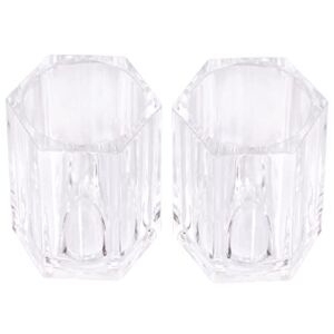 ONLYKXY 2pcs Clear Acrylic Toothpick Holder Elegant Clean For Home Kitchen Storage Gadgets Creative Portable Toothpick Box (Rhombu)